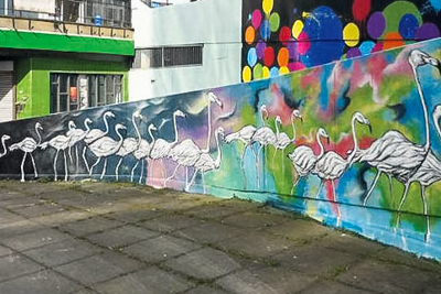flamingo mural
